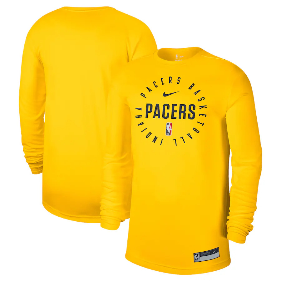 Men's Indiana Pacers Gold 2024/25 Legend On-Court Practice Long Sleeve T-Shirt Men's Indiana Pacers Gold 2024/25 Legend On-Court Practice Long Sleeve T-Shirt
